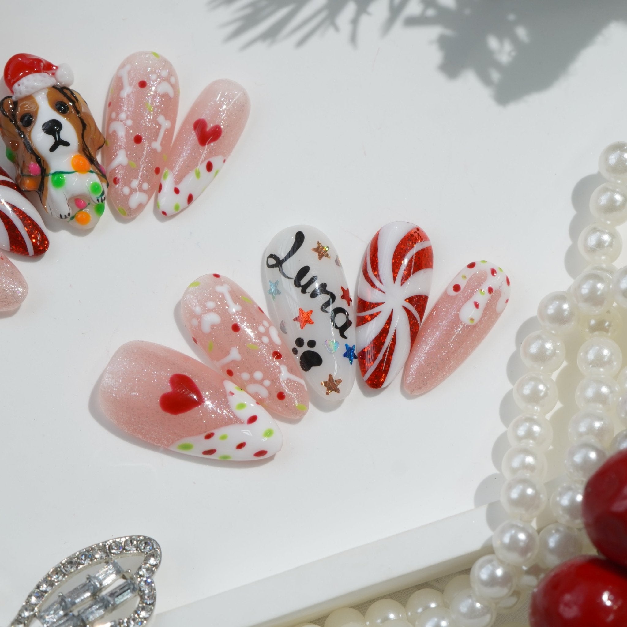 Beagle Spark full press-on nail set – sizes XS–L by Handora