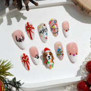 Beagle Spark cute nail design – handmade press-on nails by Handora
