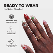 Beary Picnic press-on nails – design close-up by Handora