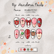 Beary Picnic salon-quality handmade press-on nails by Handora