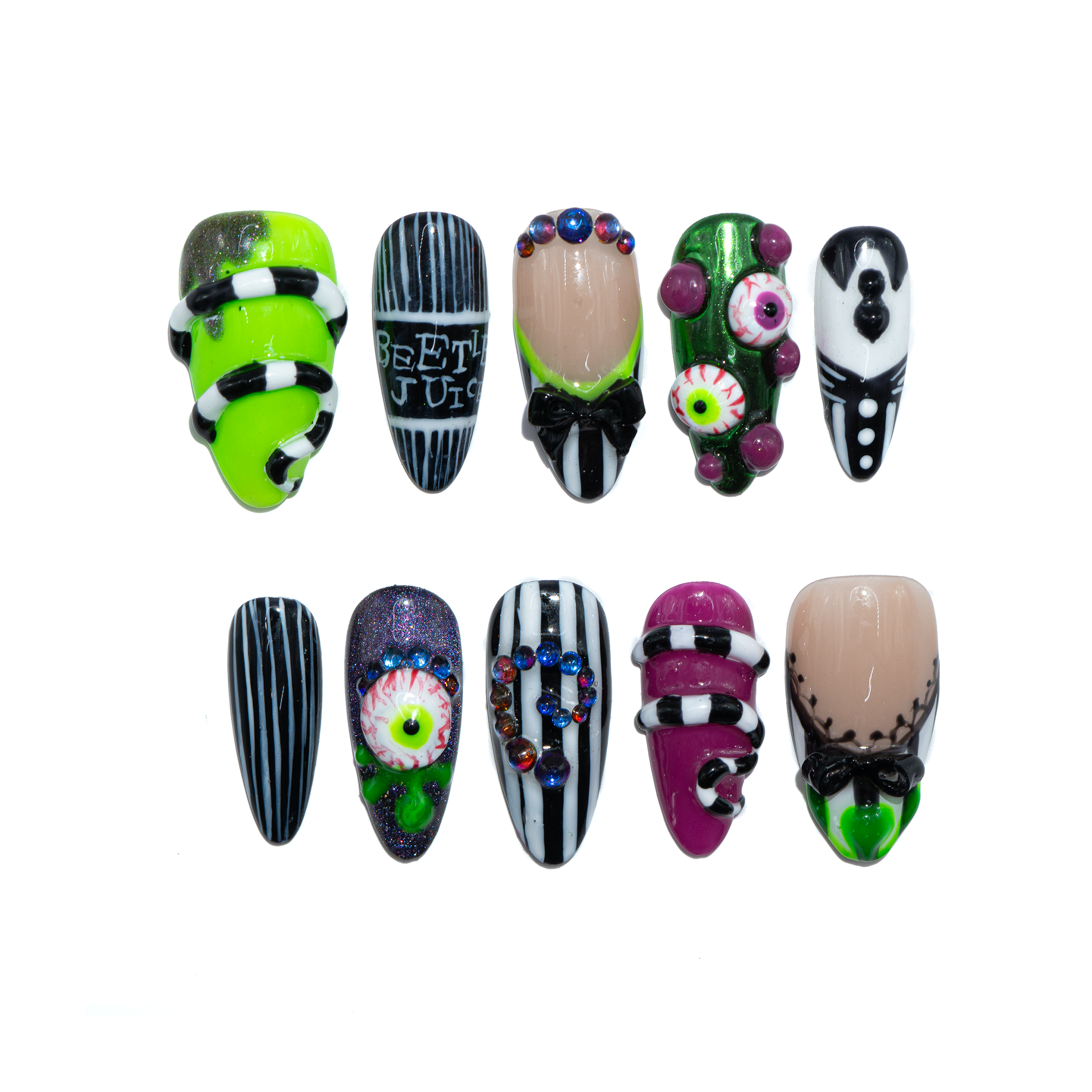 Beetle Glitz halloween press-on nails by Handora