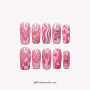 Berry Bliss square kawaii press-on nails by Handora