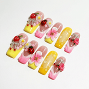 Berry Blossom press-on nails by Handora