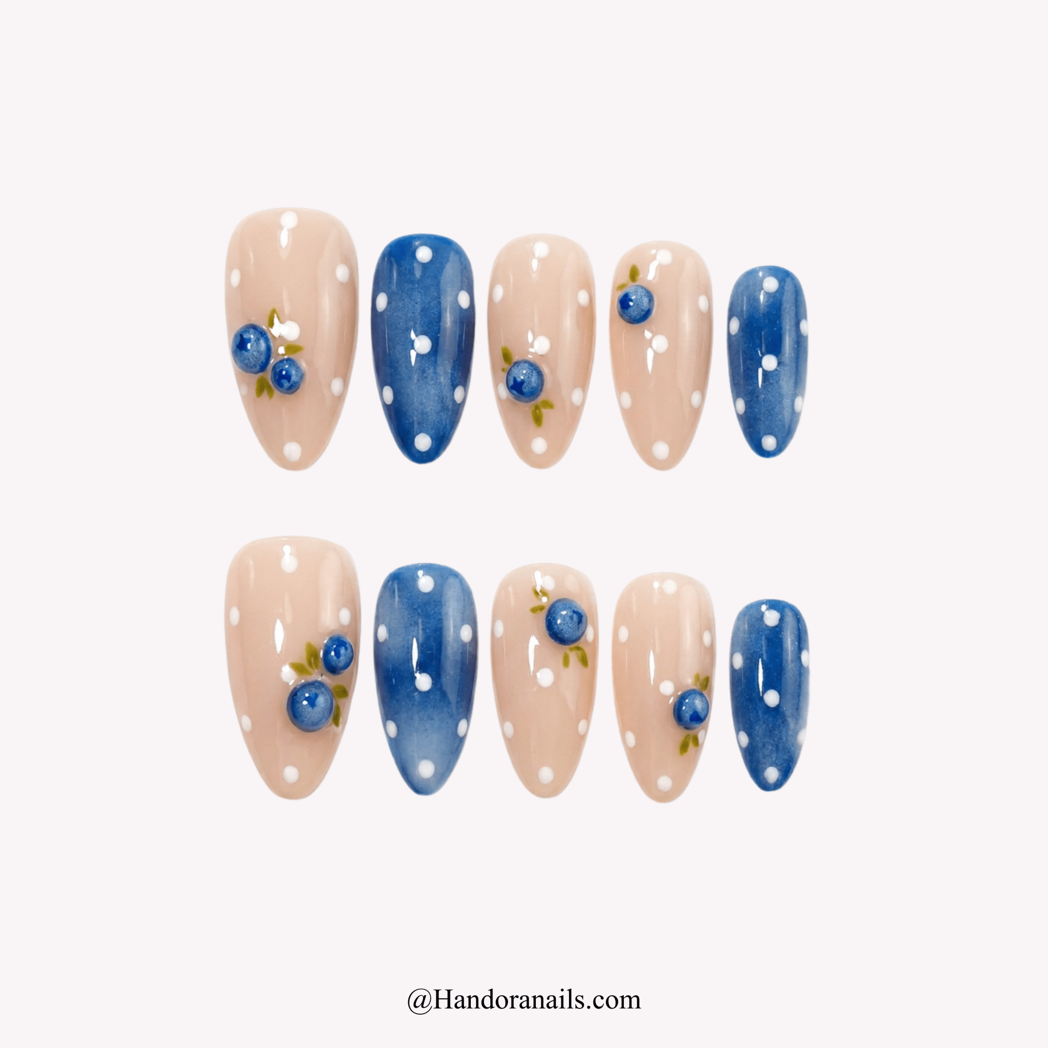 Berry Bubble polka dot press-on nails by Handora