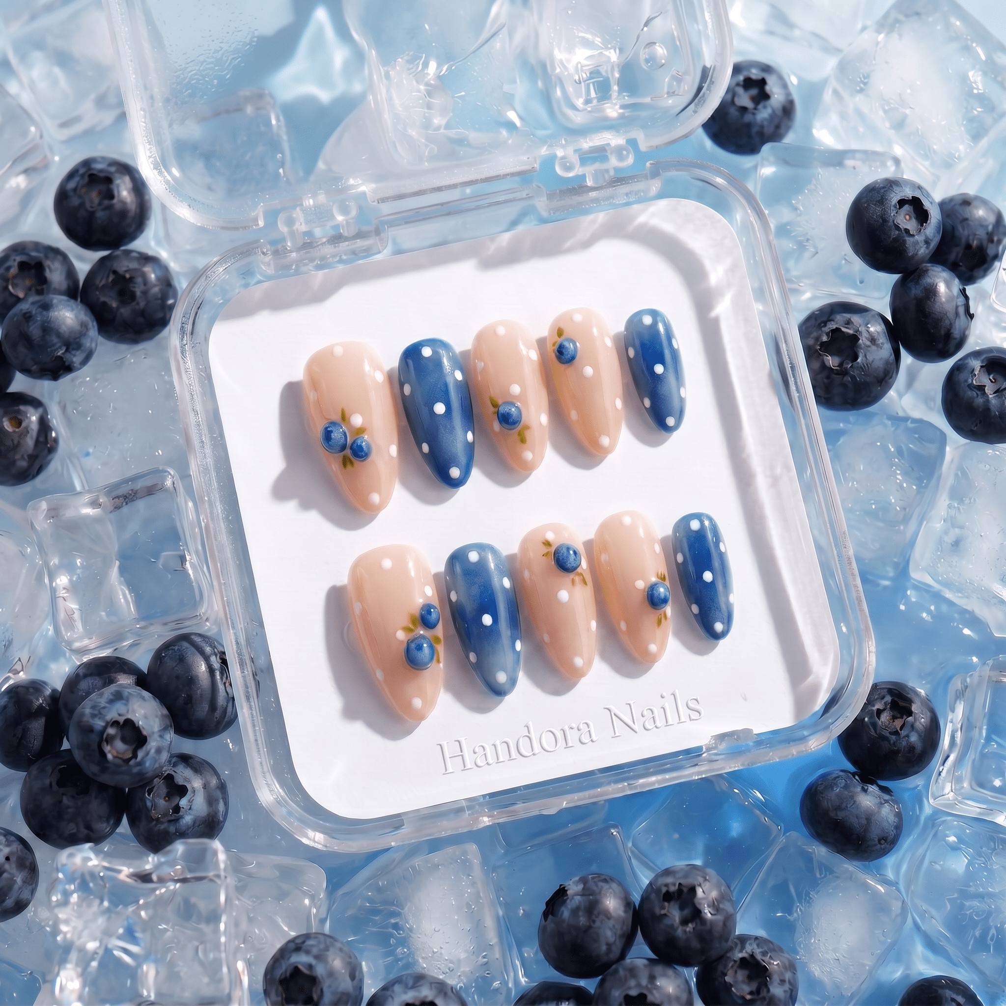 Berry Bubble press-on nails – hand-painted reusable gel set by Handora