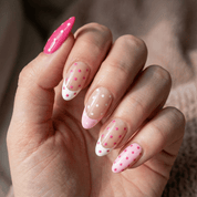 Berry Dots press-on nails – hand-painted reusable gel set by Handora