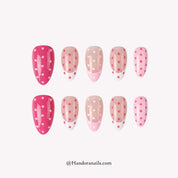Berry Dots almond polka dot press-on nails by Handora