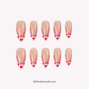 Berry Petal almond french tip press-on nails by Handora