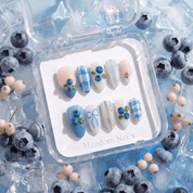 Berry Picnic press-on nails – hand-painted reusable gel set by Handora