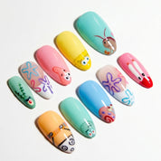 Bikini Bottom salon-quality handmade press-on nails by Handora