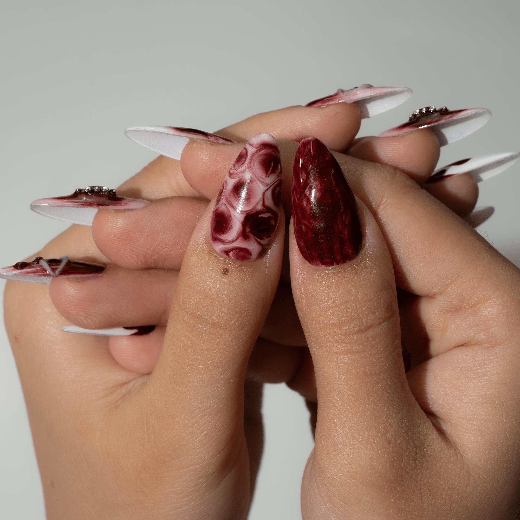 Bloody Night press-on nails – design close-up by Handora