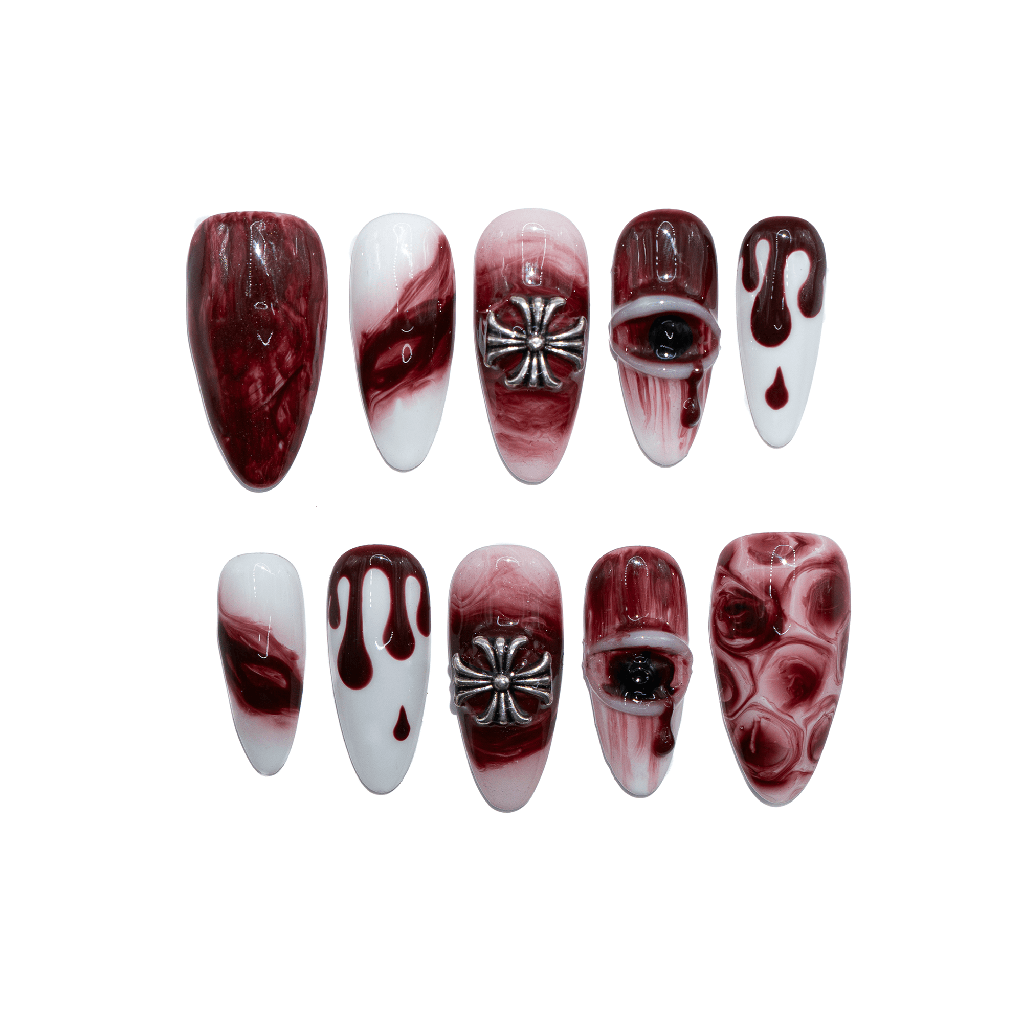 Bloody Night gothic press-on nails by Handora