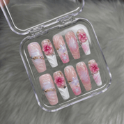 Bloom Tide floral nail design – handmade press-on nails by Handora