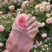 Blooming Rose press-on nails – hand-painted reusable gel set by Handora