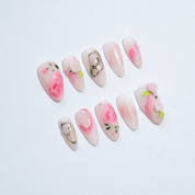 Blooming Rose press-on nails – design close-up by Handora