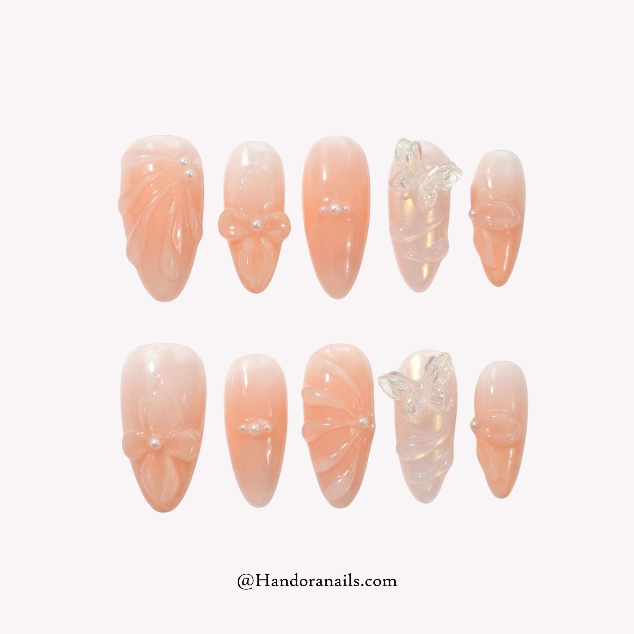 Blossom Coquette floral press-on nails by Handora