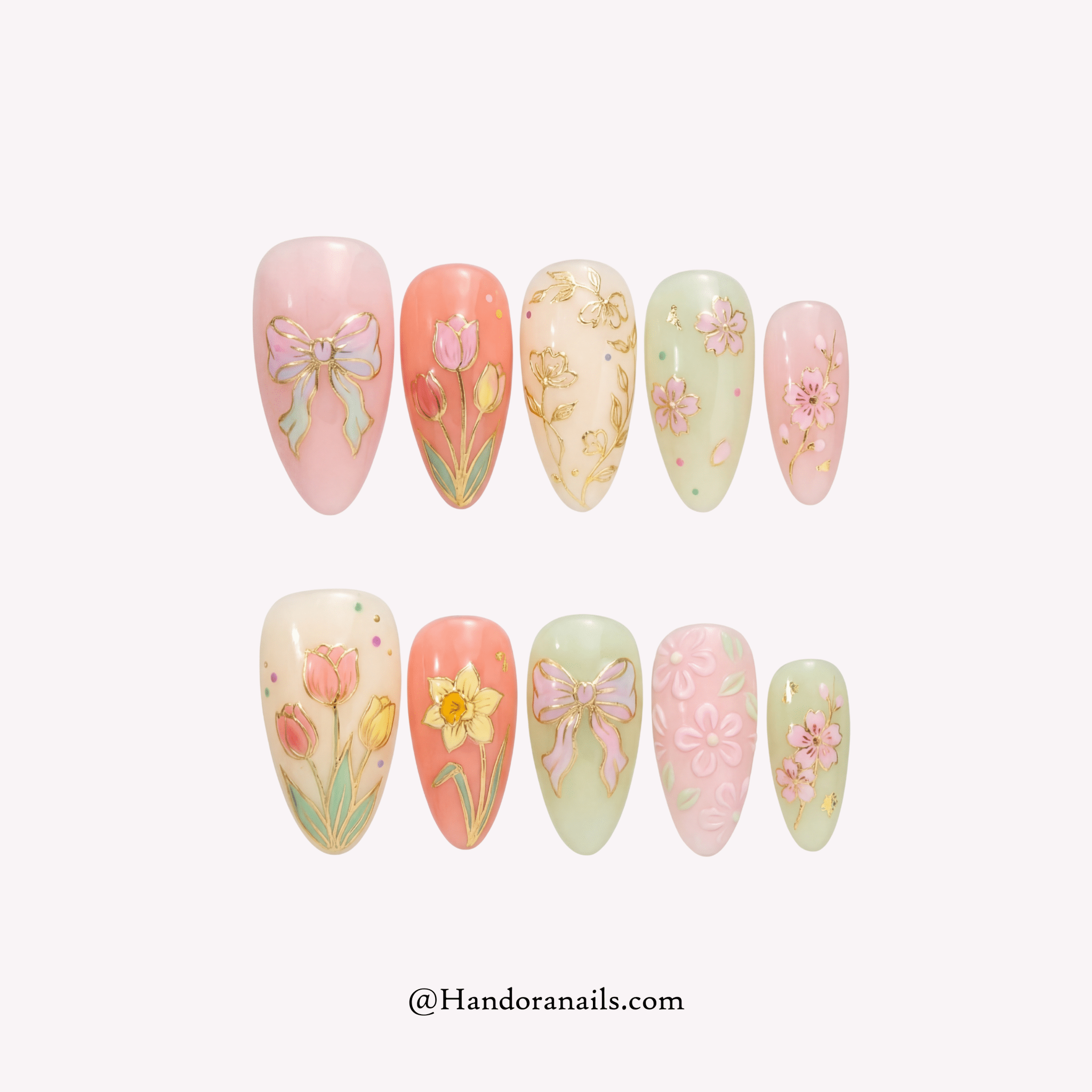 Blossom Knot floral press-on nails by Handora
