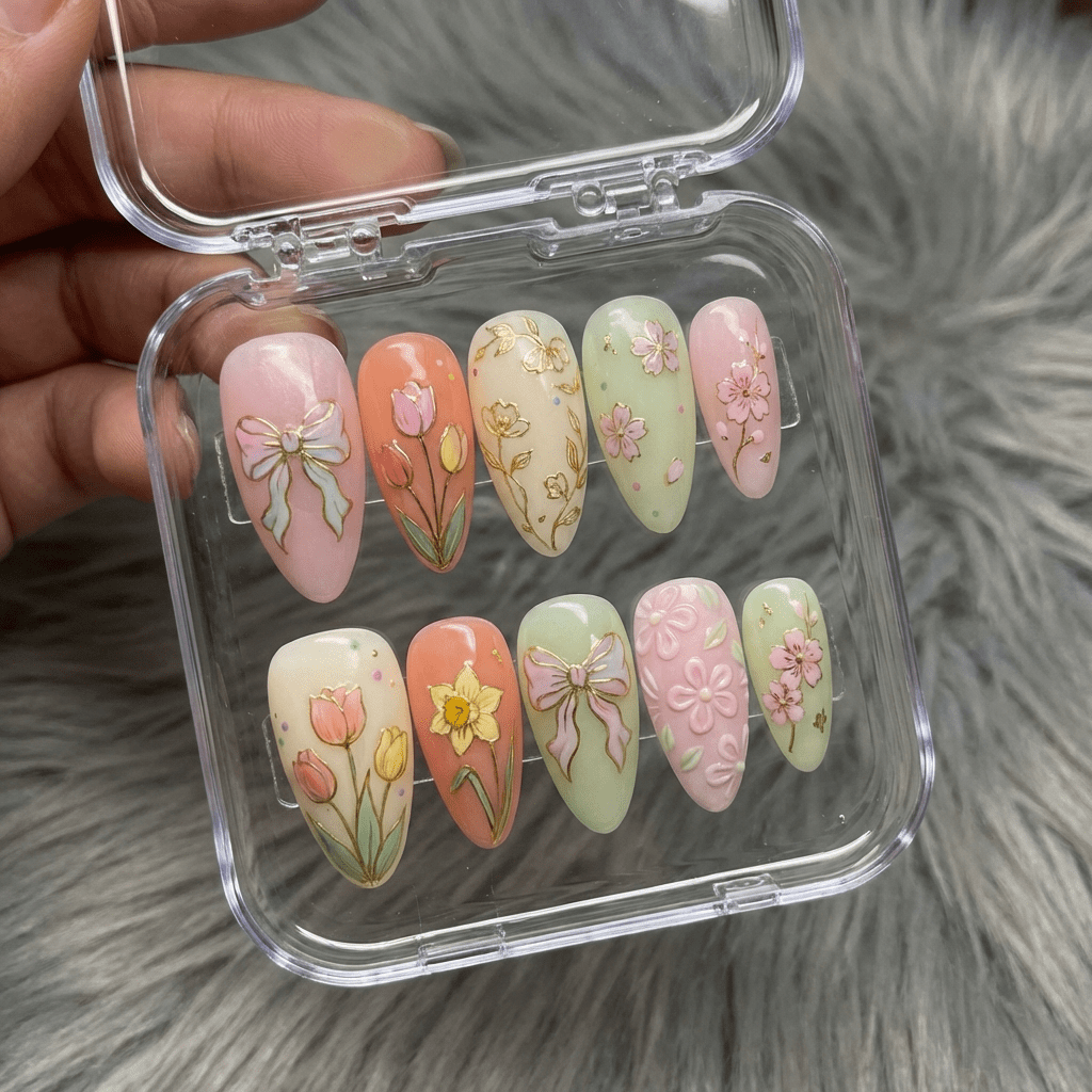 Blossom Knot full press-on nail set – sizes XS–L by Handora