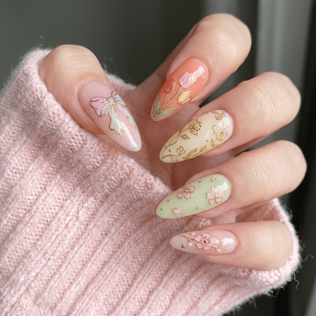 Blossom Knot press-on nails – design close-up by Handora