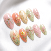 Blossom Knot floral nail design – handmade press-on nails by Handora
