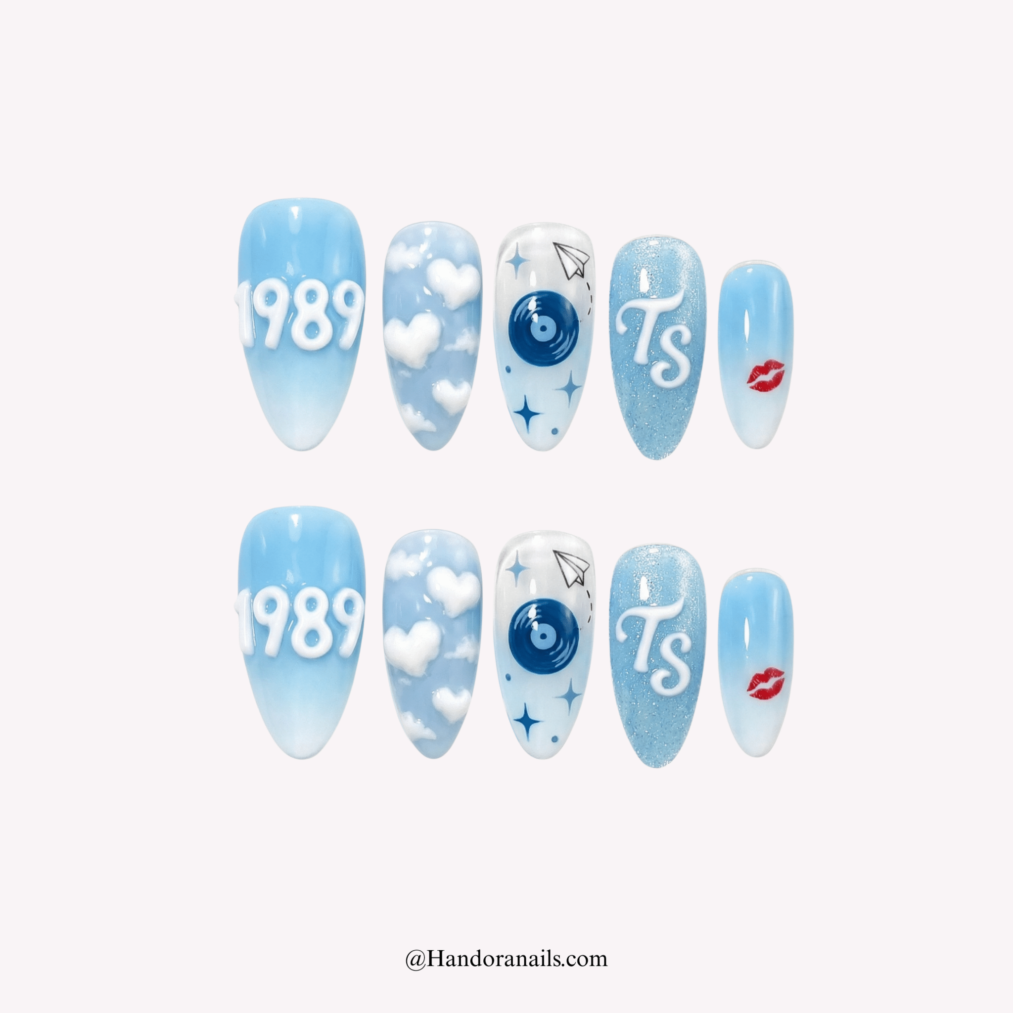 Blue City - Handora Nails - 1989 era nailsaesthetic nailsalmond nails