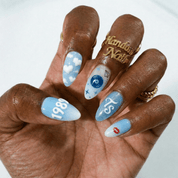 Blue City press-on nails – hand-painted reusable gel set by Handora
