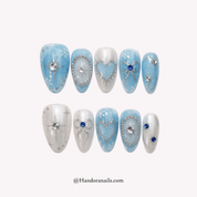 Blue Valentine blue cat eye press-on nails by Handora