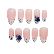 Blueberry Dot blue almond polka dot press-on nails by Handora