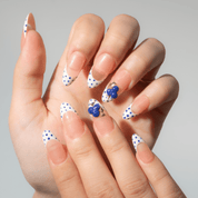 Blueberry Dot press-on nails – hand-painted reusable gel set by Handora
