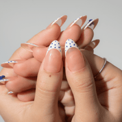 Blueberry Dot blue press-on nails by Handora