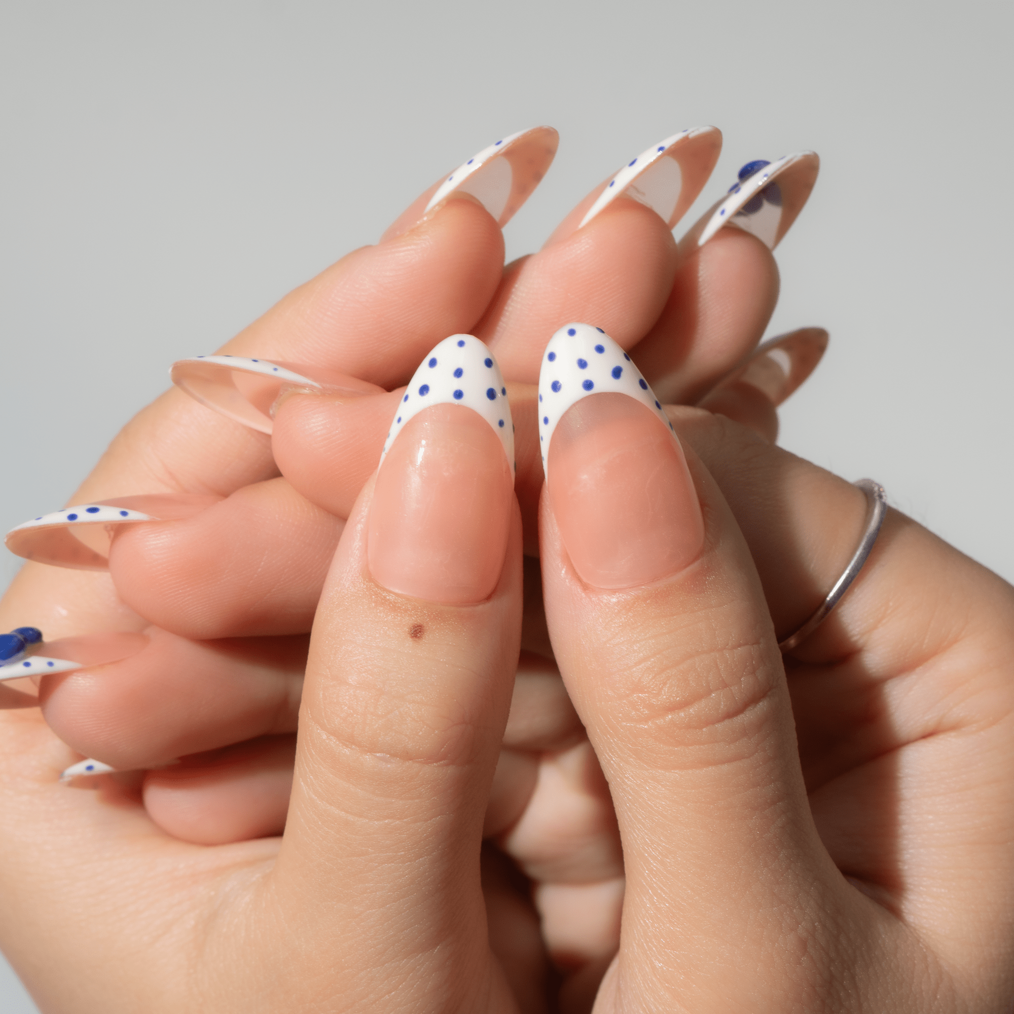 Blueberry Dot blue press-on nails by Handora