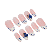 Blueberry Dot almond press-on nails – design close-up by Handora