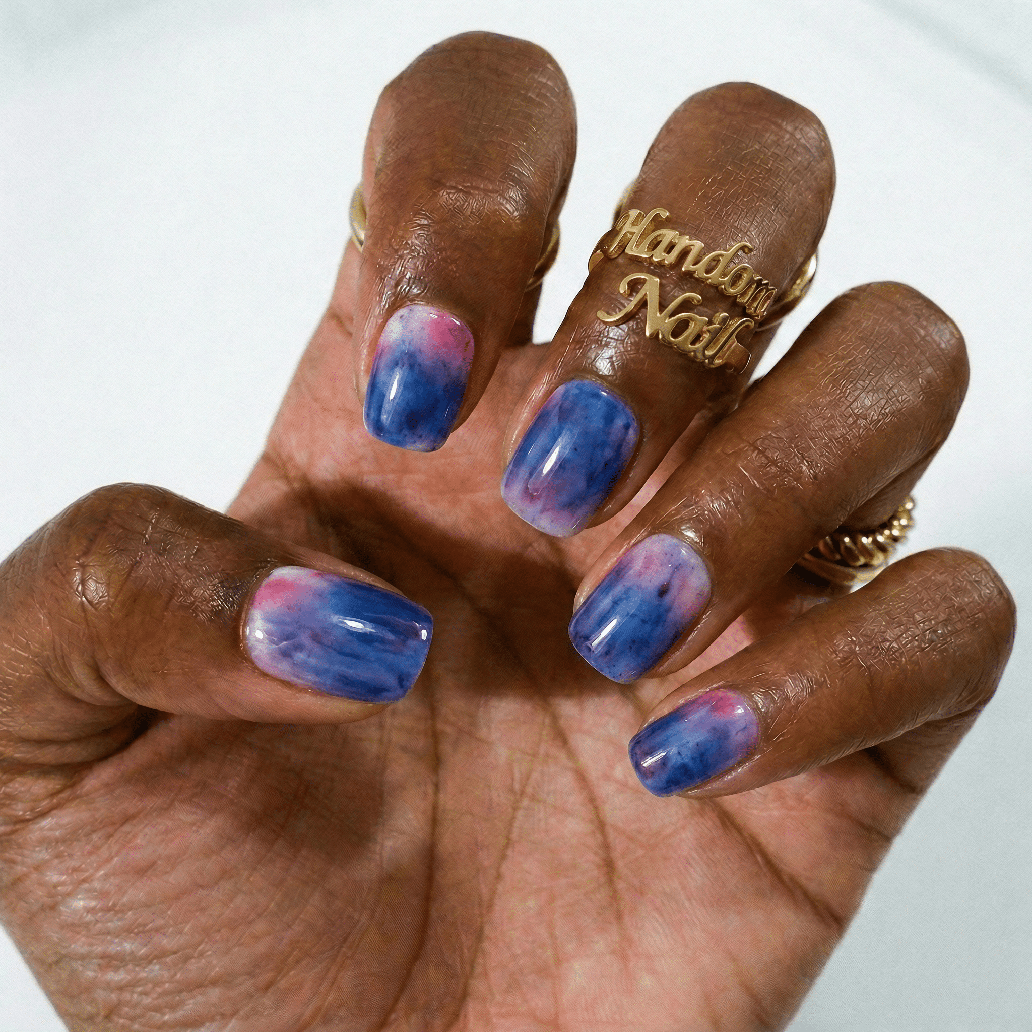 Blueberry Mist press-on nails – design close-up by Handora