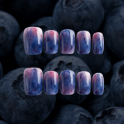 Blueberry Mist press-on nails – hand-painted reusable gel set by Handora