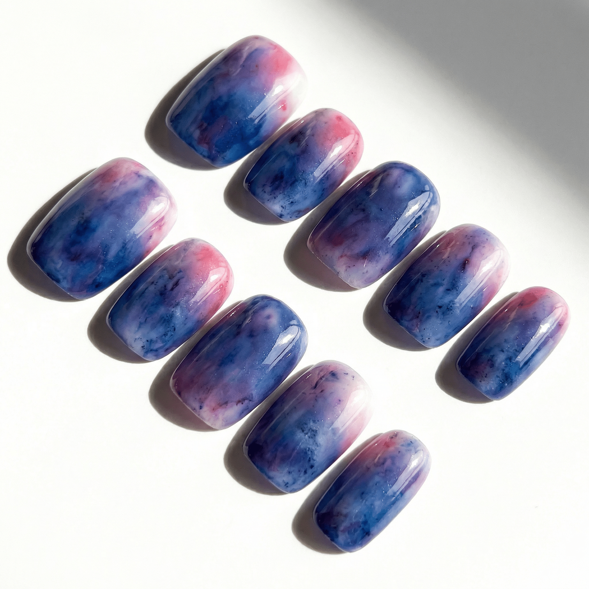 Blueberry Mist salon-quality handmade press-on nails by Handora