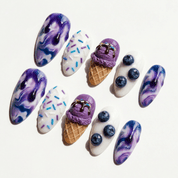 Blueberry Swirl 3d nail design – handmade press-on nails by Handora