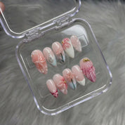 Blush Blossom floral nail design – handmade press-on nails by Handora