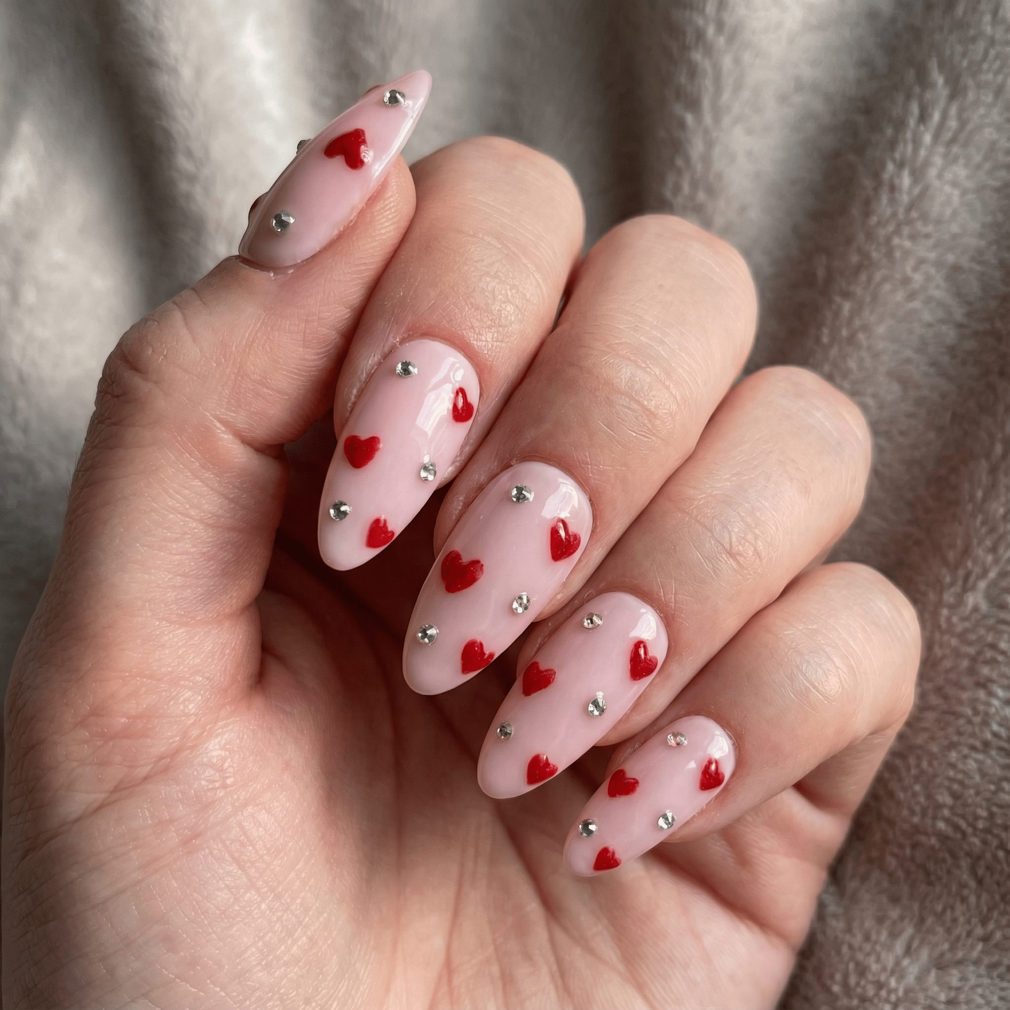 Blush Crush press-on nails – hand-painted reusable gel set by Handora
