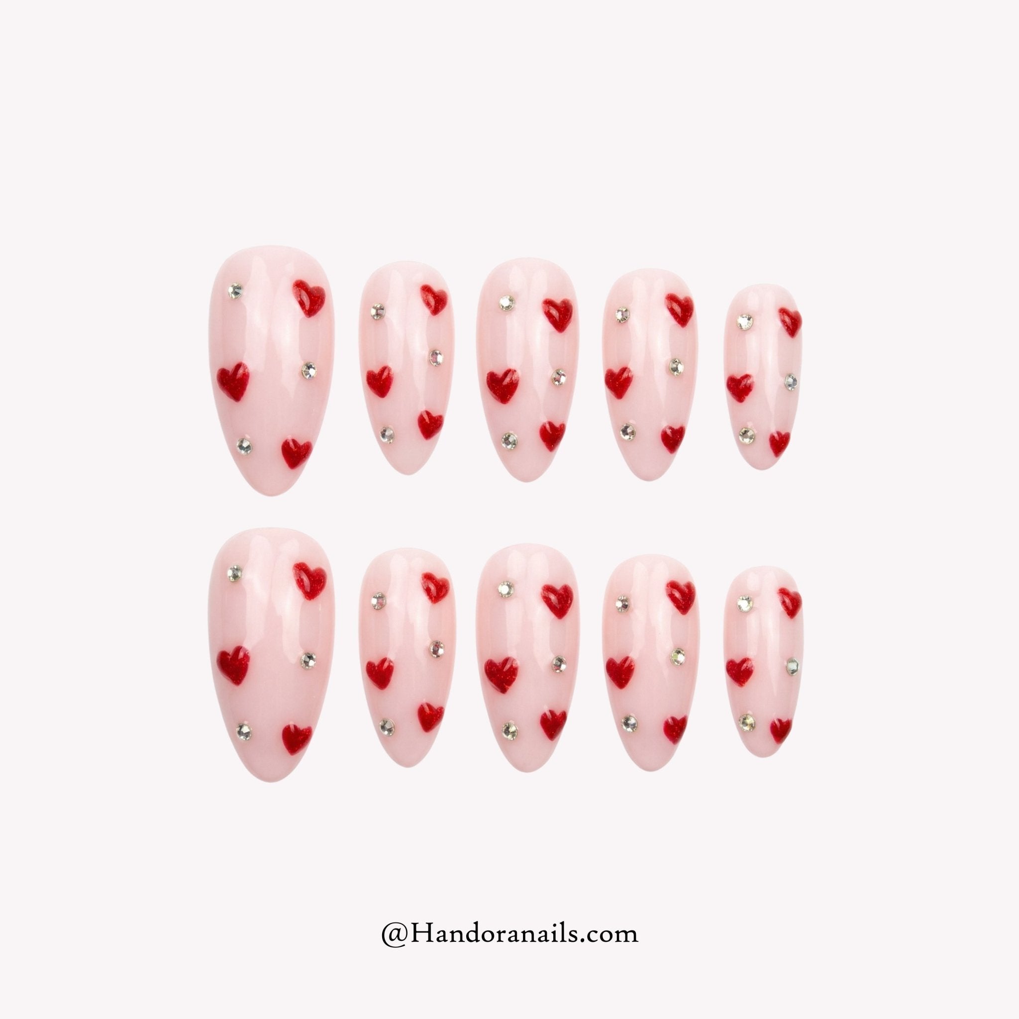 Blush Crush pink almond press-on nails by Handora