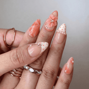 Blush Muse floral nail design – handmade press-on nails by Handora