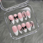 Blush Ribbon full press-on nail set – sizes XS–L by Handora