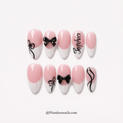 Blush Ribbon pink press-on nails by Handora