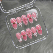 Blushing Flora floral nail design – handmade press-on nails by Handora