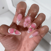 Blushing Flora press-on nails – hand-painted reusable gel set by Handora