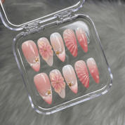 Blushing Petals press-on nails – design close-up by Handora