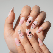 Bow Heart press-on nails – hand-painted reusable gel set by Handora