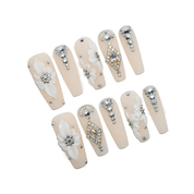 Bridal Bloom press-on nails – hand-painted reusable gel set by Handora