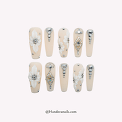 Bridal Bloom coffin bridal press-on nails by Handora
