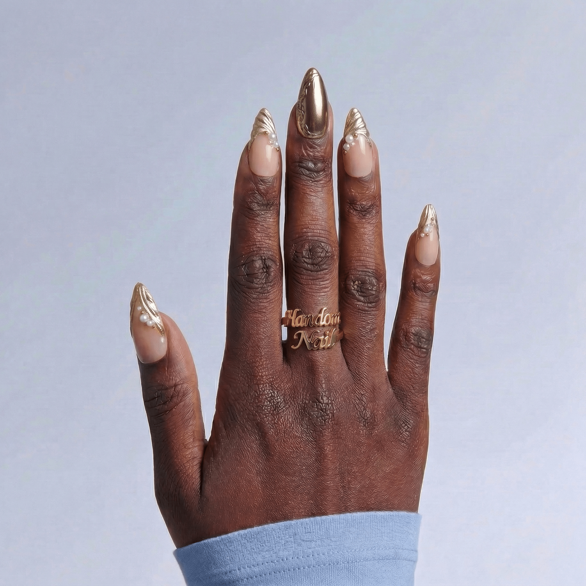 Bronze Radiance 3d nail design – handmade press-on nails by Handora
