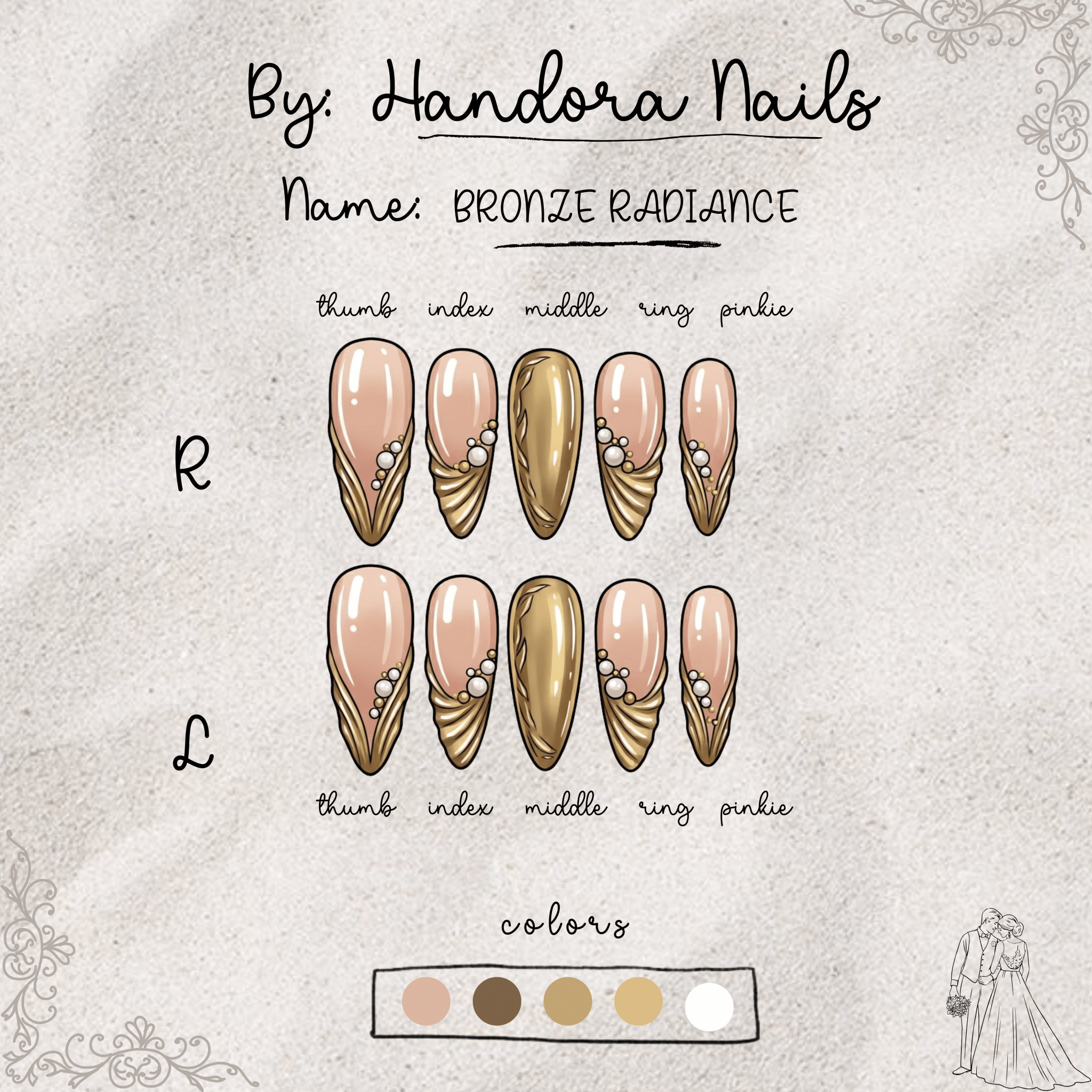 Bronze Radiance full press-on nail set – sizes XS–L by Handora